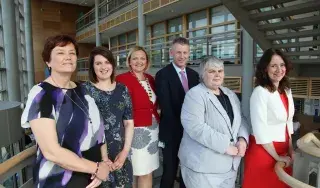 Dr. Kathleen Nallen, Head of Midwifery Section, DkIT; Kate Finnamore, Higher Diploma in Midwifery student, DkIT; Essene Cassidy, President of NMBI; Dr. Myles Hackett, Head of Department of Nursing, Midwifery and Health Studies, DkIT