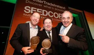 Gecko Governance’s Shane Brett and Damien Cahill with InterTradeIreland’s Laurence Lord.