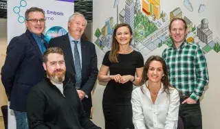 (Left to Right): Michael Twomey, Health Innovation Hub Ireland, Martin Curley, HSE Digital Transformation, Joanna Wardzinski, Amazon Web Services, Conor O’Sullivan, Atlantic Bridge Ventures. Stephen Geoghegan, Cymantic Medical and Dearbhail Ormond, Frendo (Photo Credit: Philip O’Neill)