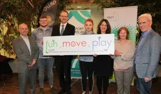 Students on the B.Sc. (Hons.) in Health at Physical Activity at DkIT at the launch of the Fun, Play, Move Project’