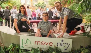 Students on the B.Sc. (Hons.) in Health at Physical Activity at DkIT at the launch of the Fun, Play, Move Project’