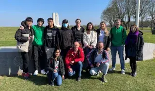 DkIT students visit the Vimy Ridge WWI war memorial during an Erasmus+ funded trip to Lens, France.